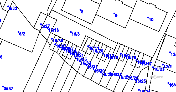 Parcela st. 16/11 v KÚ Šanov nad Jevišovkou, Katastrální mapa