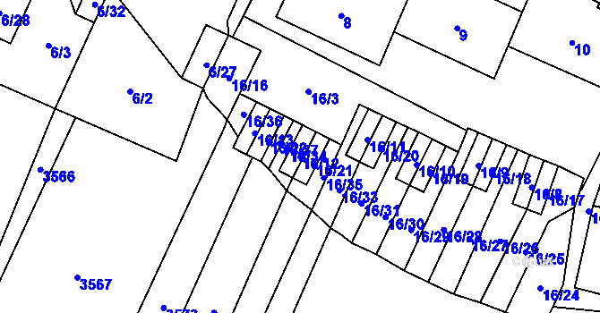Parcela st. 16/12 v KÚ Šanov nad Jevišovkou, Katastrální mapa