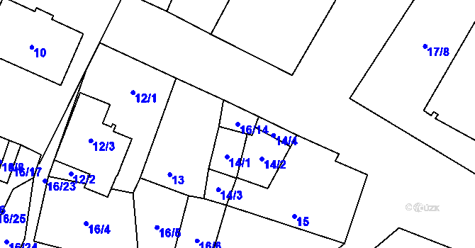 Parcela st. 16/14 v KÚ Šanov nad Jevišovkou, Katastrální mapa