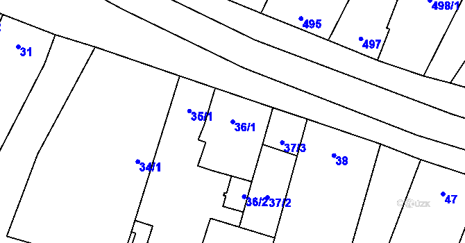 Parcela st. 36/1 v KÚ Šanov nad Jevišovkou, Katastrální mapa