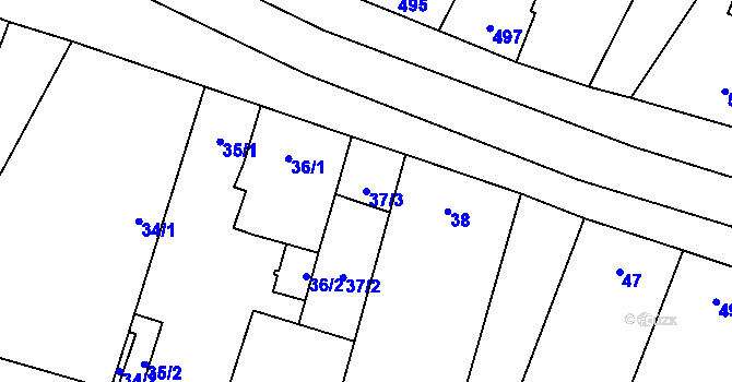 Parcela st. 37/3 v KÚ Šanov nad Jevišovkou, Katastrální mapa