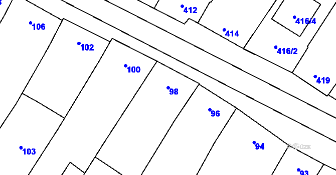 Parcela st. 98 v KÚ Šanov nad Jevišovkou, Katastrální mapa