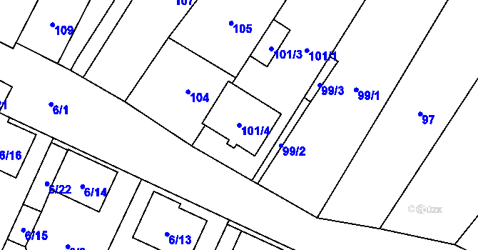 Parcela st. 101/4 v KÚ Šanov nad Jevišovkou, Katastrální mapa