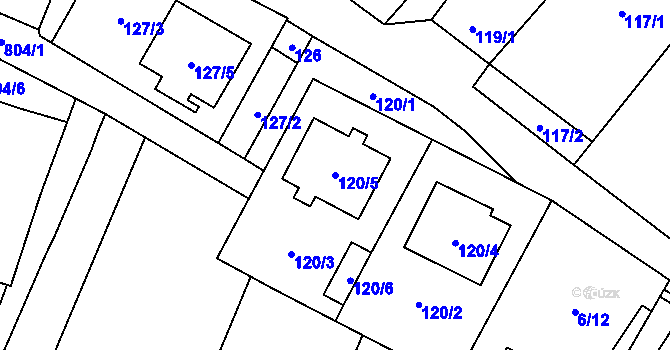 Parcela st. 120/5 v KÚ Šanov nad Jevišovkou, Katastrální mapa