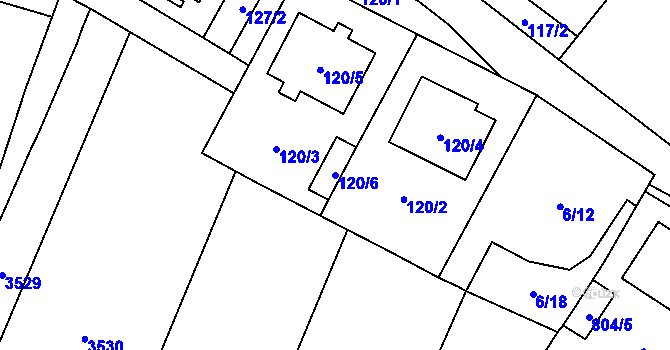 Parcela st. 120/6 v KÚ Šanov nad Jevišovkou, Katastrální mapa