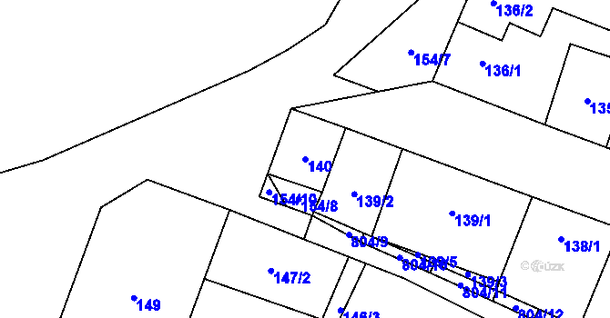 Parcela st. 140 v KÚ Šanov nad Jevišovkou, Katastrální mapa