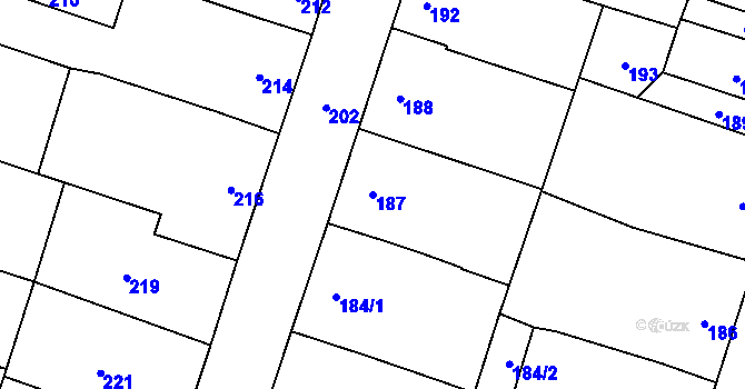 Parcela st. 187 v KÚ Šanov nad Jevišovkou, Katastrální mapa