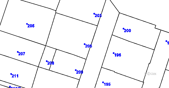 Parcela st. 206 v KÚ Šanov nad Jevišovkou, Katastrální mapa