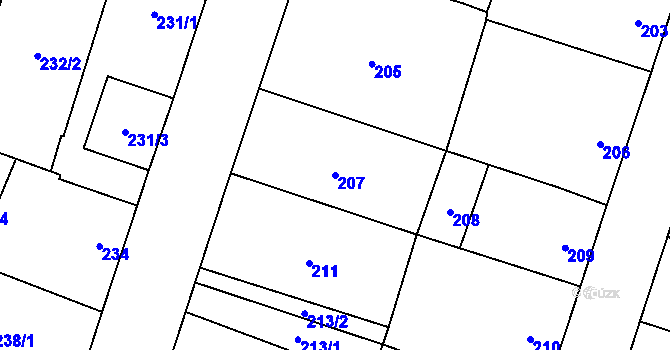 Parcela st. 207 v KÚ Šanov nad Jevišovkou, Katastrální mapa