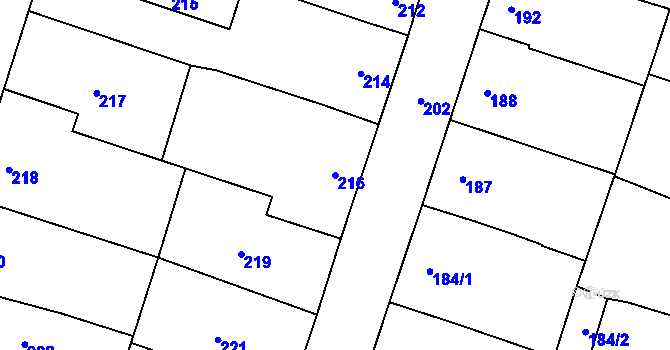 Parcela st. 216 v KÚ Šanov nad Jevišovkou, Katastrální mapa