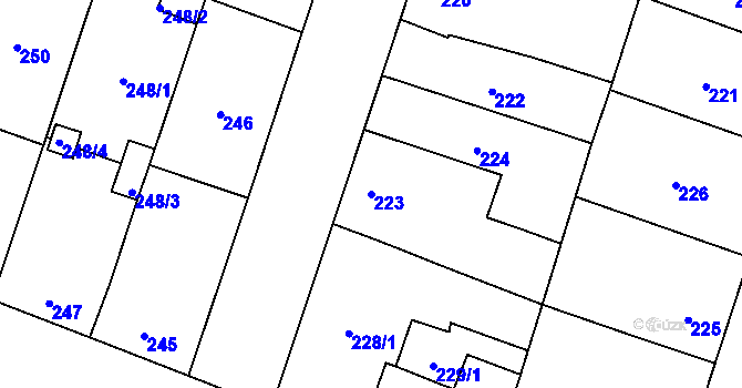 Parcela st. 223 v KÚ Šanov nad Jevišovkou, Katastrální mapa