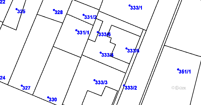 Parcela st. 333/4 v KÚ Šanov nad Jevišovkou, Katastrální mapa