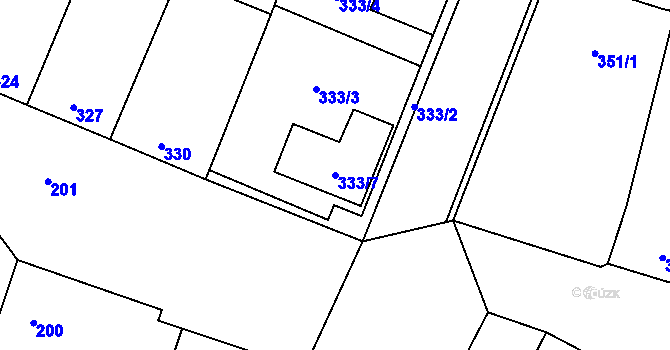 Parcela st. 333/7 v KÚ Šanov nad Jevišovkou, Katastrální mapa
