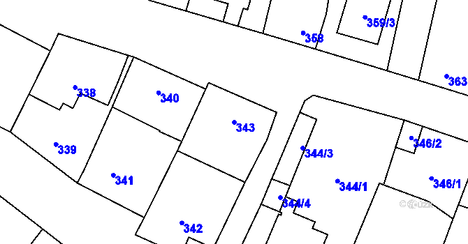 Parcela st. 343 v KÚ Šanov nad Jevišovkou, Katastrální mapa