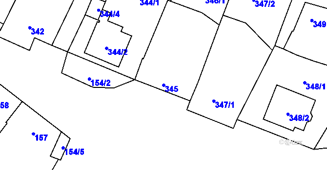 Parcela st. 345 v KÚ Šanov nad Jevišovkou, Katastrální mapa