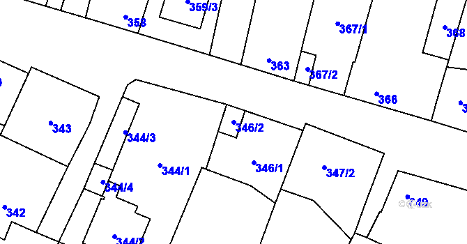 Parcela st. 346/2 v KÚ Šanov nad Jevišovkou, Katastrální mapa