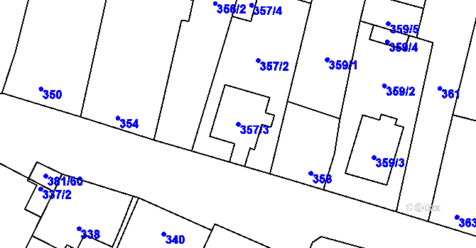Parcela st. 357/3 v KÚ Šanov nad Jevišovkou, Katastrální mapa