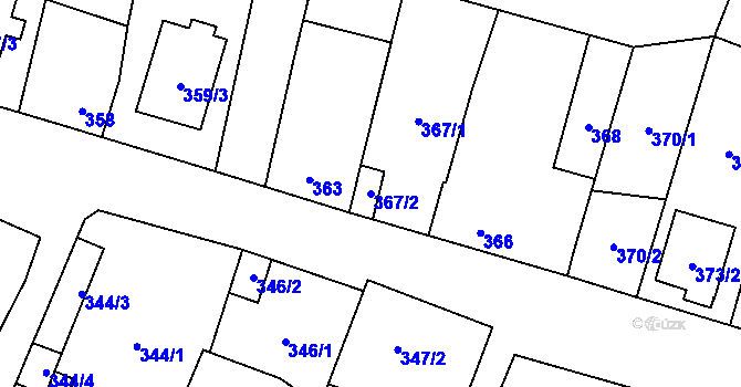 Parcela st. 367/2 v KÚ Šanov nad Jevišovkou, Katastrální mapa