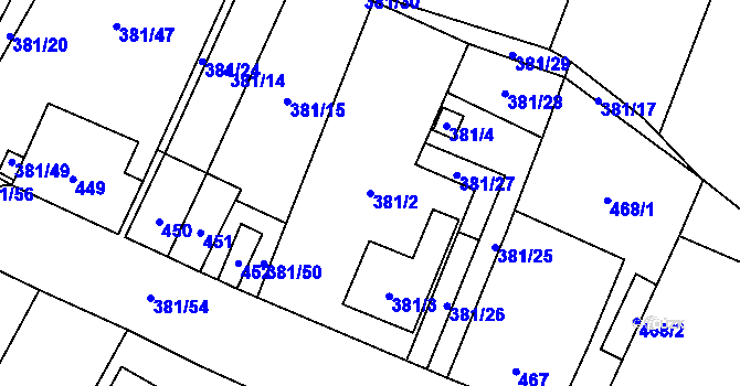 Parcela st. 381/2 v KÚ Šanov nad Jevišovkou, Katastrální mapa