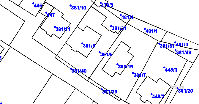 Parcela st. 381/5 v KÚ Šanov nad Jevišovkou, Katastrální mapa