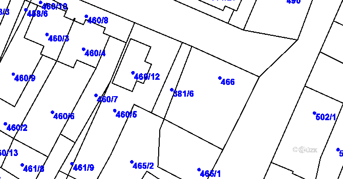 Parcela st. 381/6 v KÚ Šanov nad Jevišovkou, Katastrální mapa