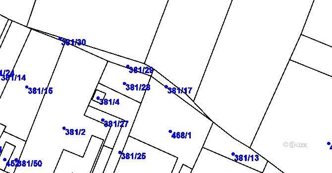 Parcela st. 381/17 v KÚ Šanov nad Jevišovkou, Katastrální mapa