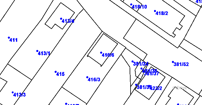 Parcela st. 416/6 v KÚ Šanov nad Jevišovkou, Katastrální mapa