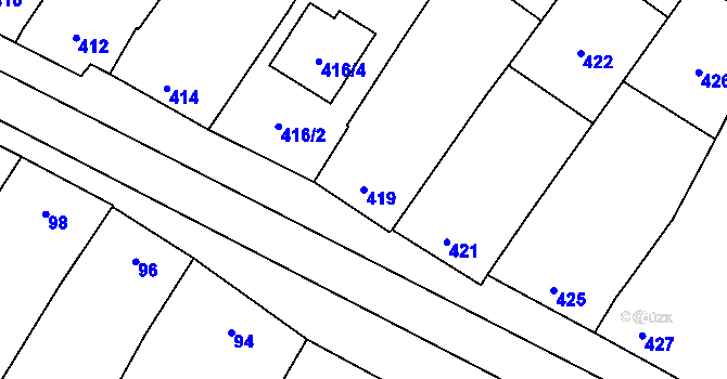 Parcela st. 419 v KÚ Šanov nad Jevišovkou, Katastrální mapa
