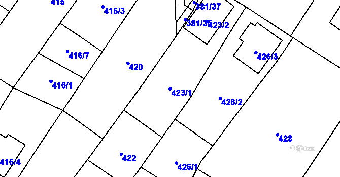 Parcela st. 423/1 v KÚ Šanov nad Jevišovkou, Katastrální mapa