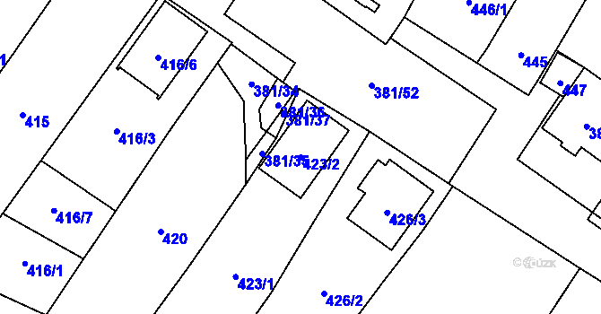 Parcela st. 423/2 v KÚ Šanov nad Jevišovkou, Katastrální mapa