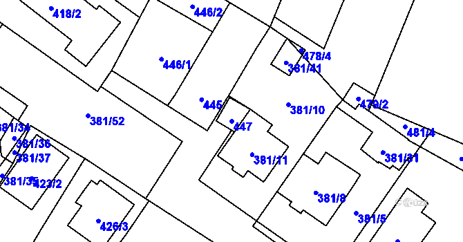 Parcela st. 447 v KÚ Šanov nad Jevišovkou, Katastrální mapa