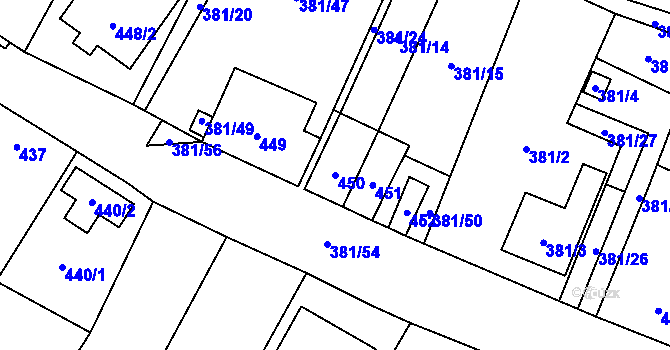 Parcela st. 450 v KÚ Šanov nad Jevišovkou, Katastrální mapa