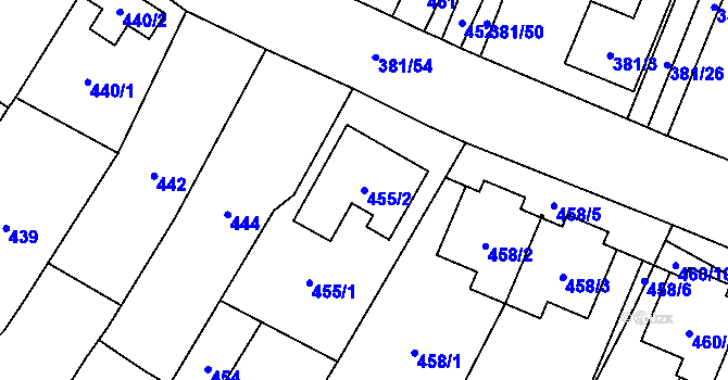Parcela st. 455/2 v KÚ Šanov nad Jevišovkou, Katastrální mapa