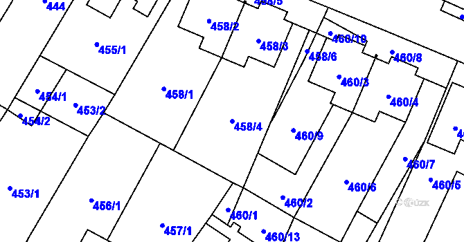 Parcela st. 458/4 v KÚ Šanov nad Jevišovkou, Katastrální mapa
