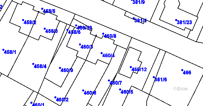 Parcela st. 460/4 v KÚ Šanov nad Jevišovkou, Katastrální mapa