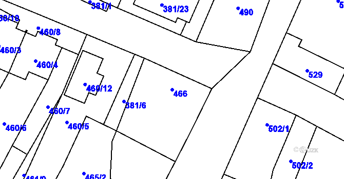 Parcela st. 466 v KÚ Šanov nad Jevišovkou, Katastrální mapa