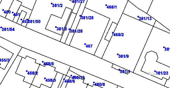 Parcela st. 467 v KÚ Šanov nad Jevišovkou, Katastrální mapa