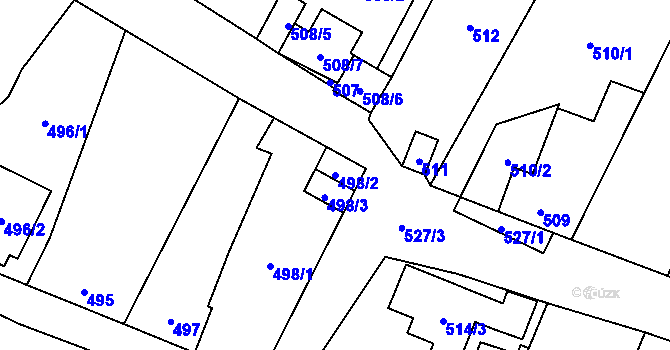 Parcela st. 498/2 v KÚ Šanov nad Jevišovkou, Katastrální mapa