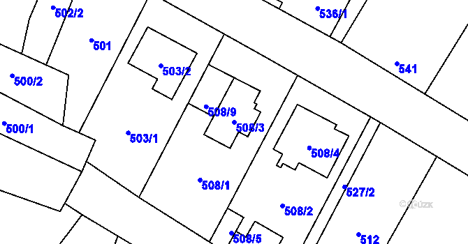 Parcela st. 508/3 v KÚ Šanov nad Jevišovkou, Katastrální mapa