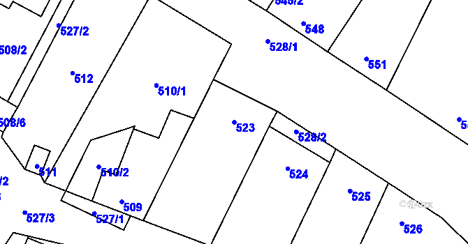 Parcela st. 523 v KÚ Šanov nad Jevišovkou, Katastrální mapa