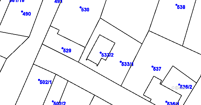 Parcela st. 533/2 v KÚ Šanov nad Jevišovkou, Katastrální mapa