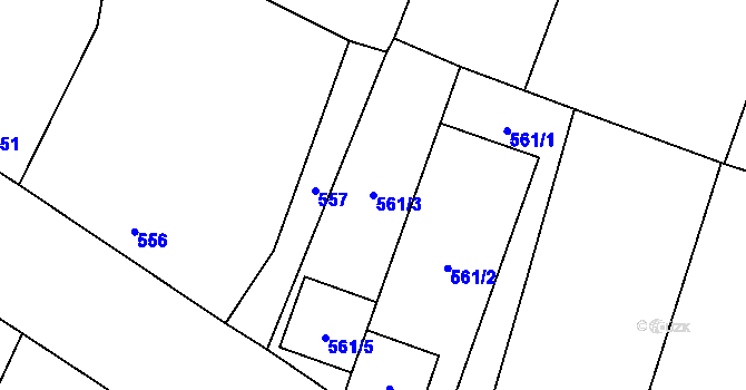 Parcela st. 561/3 v KÚ Šanov nad Jevišovkou, Katastrální mapa