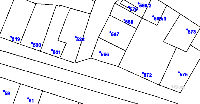 Parcela st. 566 v KÚ Šanov nad Jevišovkou, Katastrální mapa