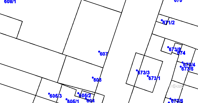 Parcela st. 607 v KÚ Šanov nad Jevišovkou, Katastrální mapa