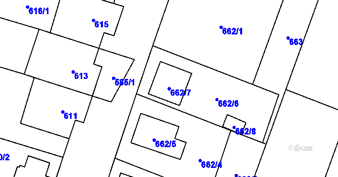 Parcela st. 662/7 v KÚ Šanov nad Jevišovkou, Katastrální mapa