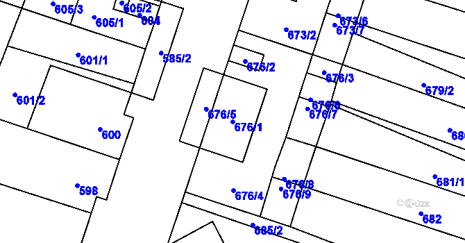 Parcela st. 676/1 v KÚ Šanov nad Jevišovkou, Katastrální mapa