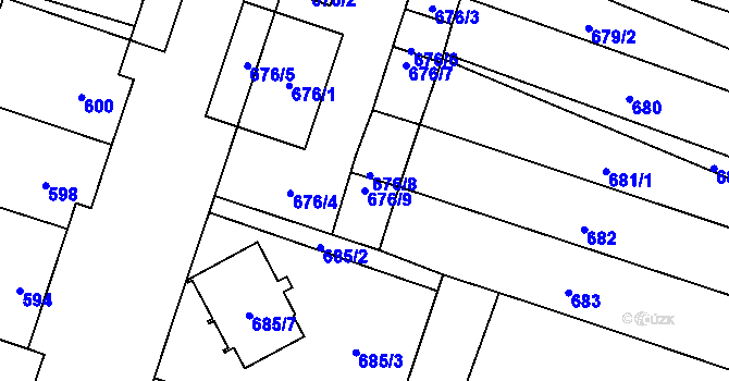 Parcela st. 676/9 v KÚ Šanov nad Jevišovkou, Katastrální mapa