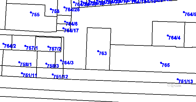 Parcela st. 763 v KÚ Šanov nad Jevišovkou, Katastrální mapa