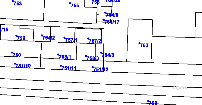 Parcela st. 764/3 v KÚ Šanov nad Jevišovkou, Katastrální mapa