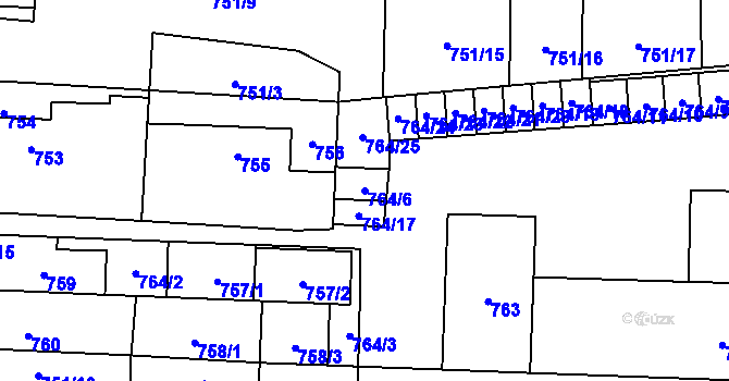Parcela st. 764/6 v KÚ Šanov nad Jevišovkou, Katastrální mapa